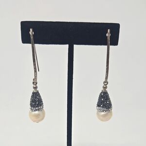 Elegant Silver and Pearl Drop Earrings